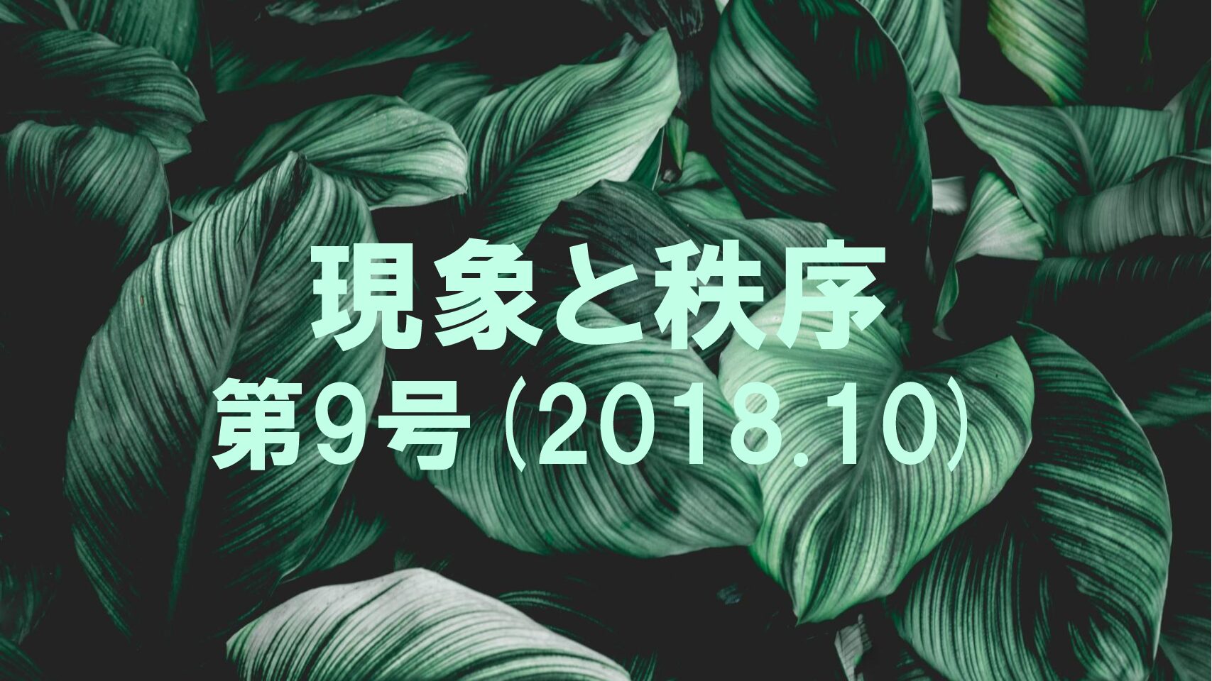 『現象と秩序』　第9号(2018.10)